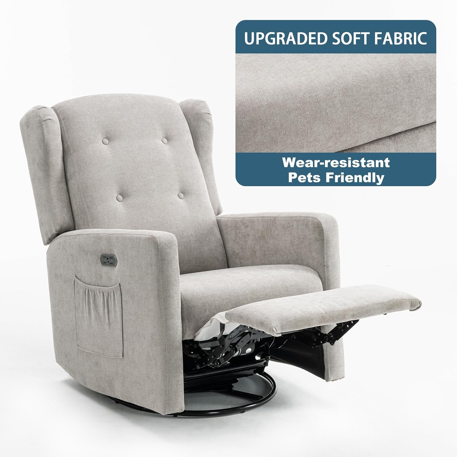Thumbnail 6 de Ketaiyou D9966 Power Swivel Rocking Recliner with USB and Type-C Ports