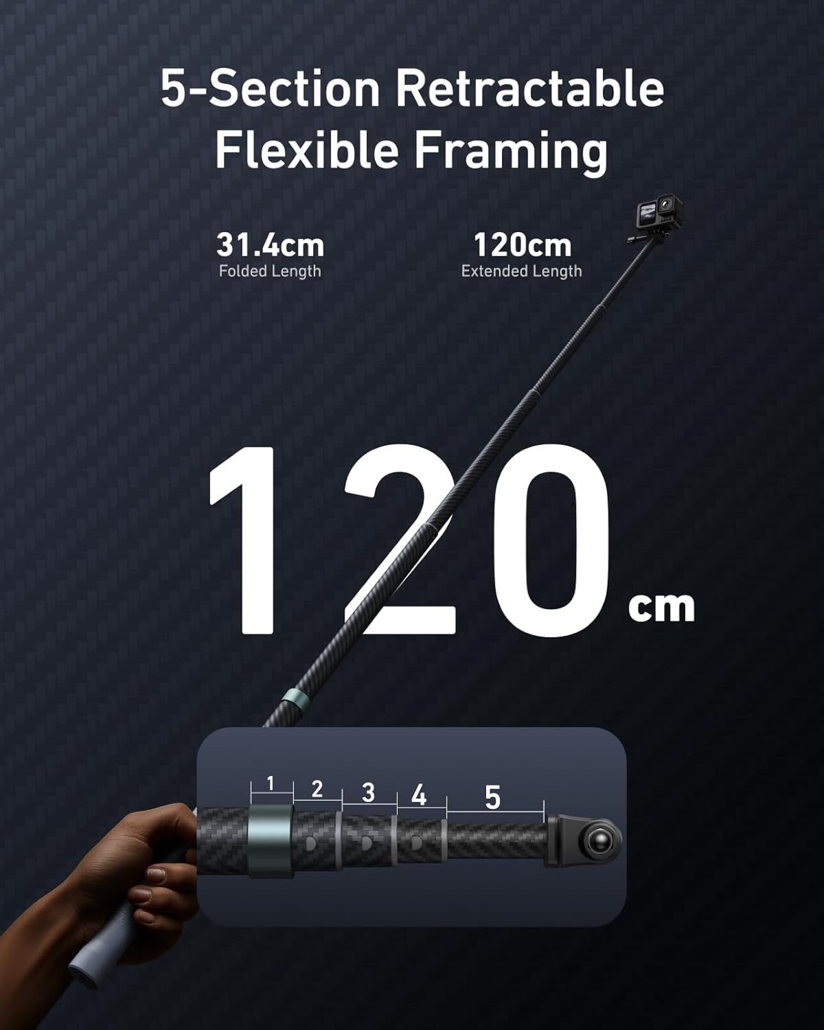 Thumbnail 3 de TELESIN 120cm Selfie Stick