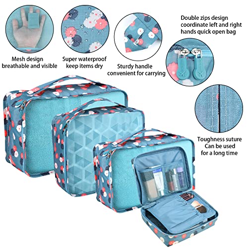 Detalle de Coolzon Organizador de Equipaje 8 en 1: set impermeable para empacar con cubos de malla y asas