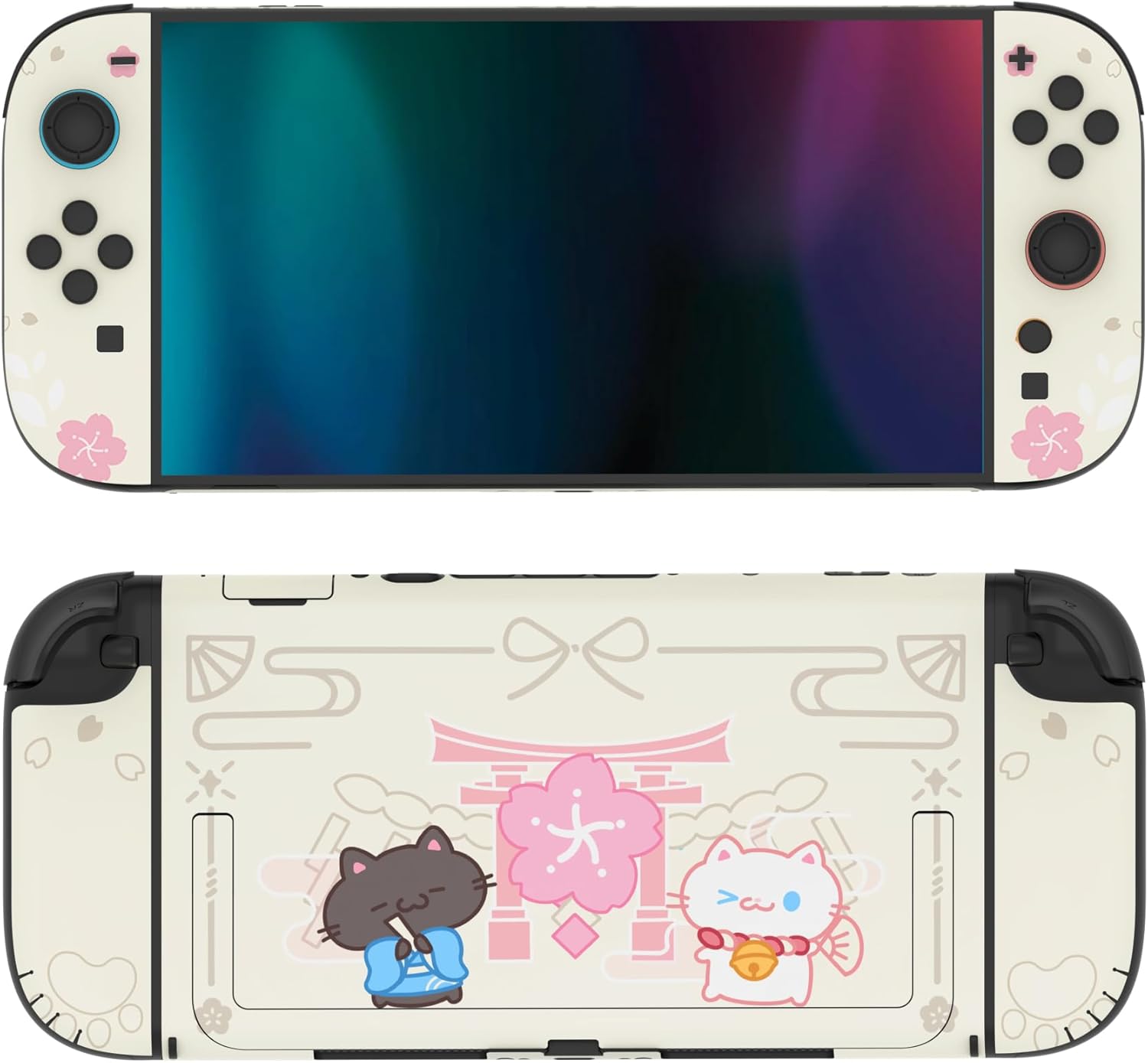 Thumbnail 3 de PlayVital Full Set Protective Skins for Nintendo Switch 2 — Cherry Blossoms Kitten