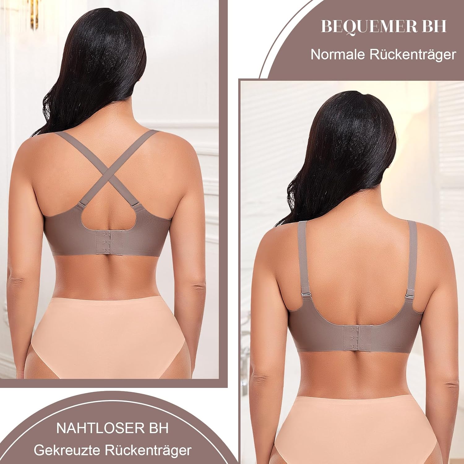 Thumbnail 1 de Nahtloser Damen BH ohne Bügel mit Tiefem V-Ausschnitt – weiches Bralette Soft Bra Bustier