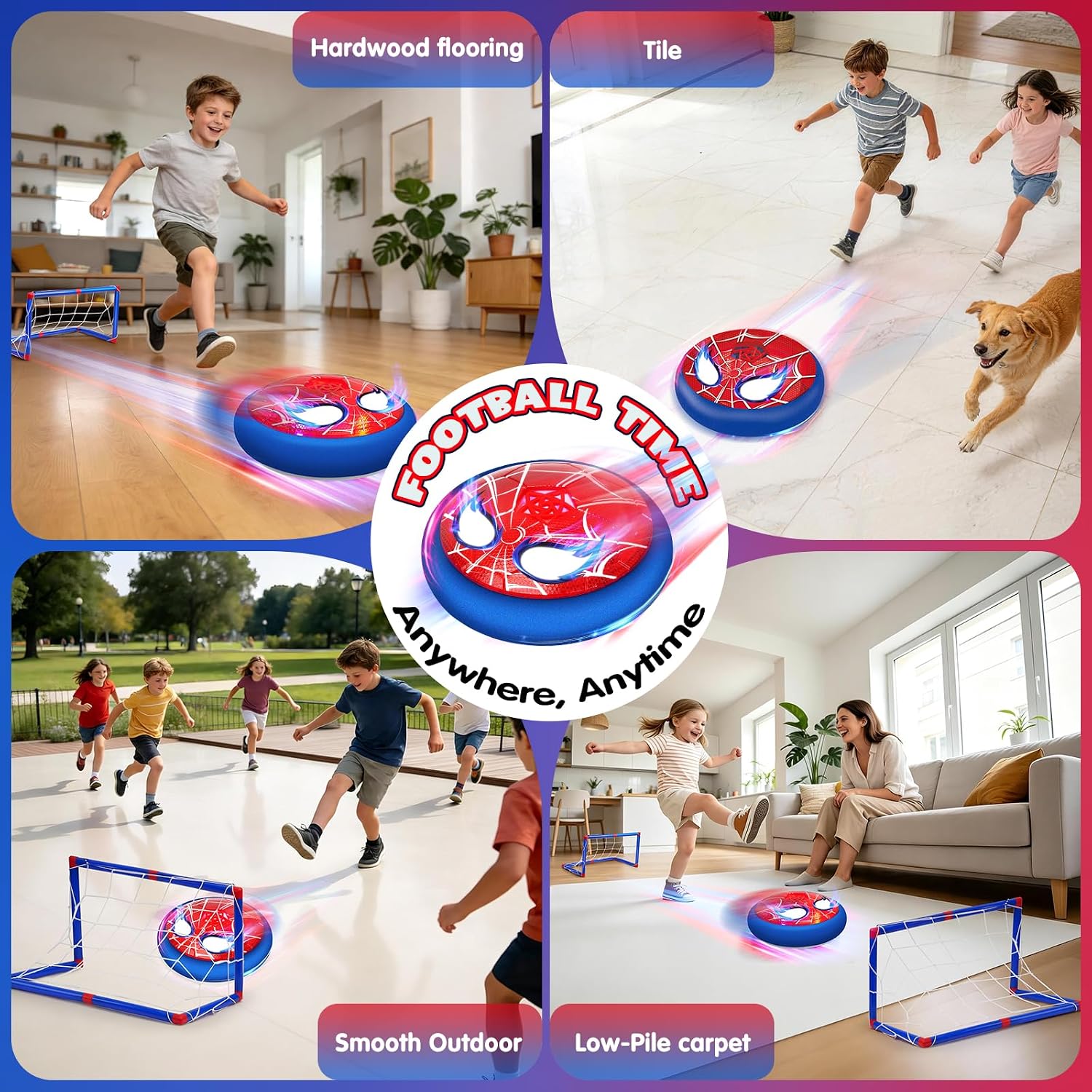 Detalle de Lubolee Hover Fussball Set mit 2 Toren & LED-Augen – Indoor/Outdoor Spielspaß für 3–12 Jahre