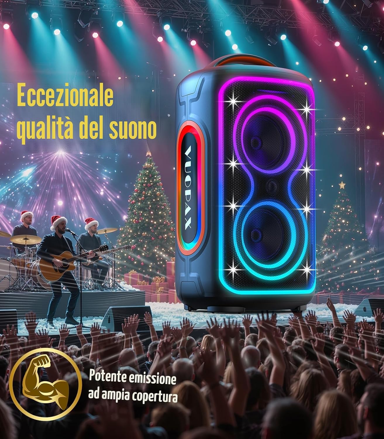 Detalle 2 de VUOPAX Cassa Bluetooth Potente 200W per party 📢