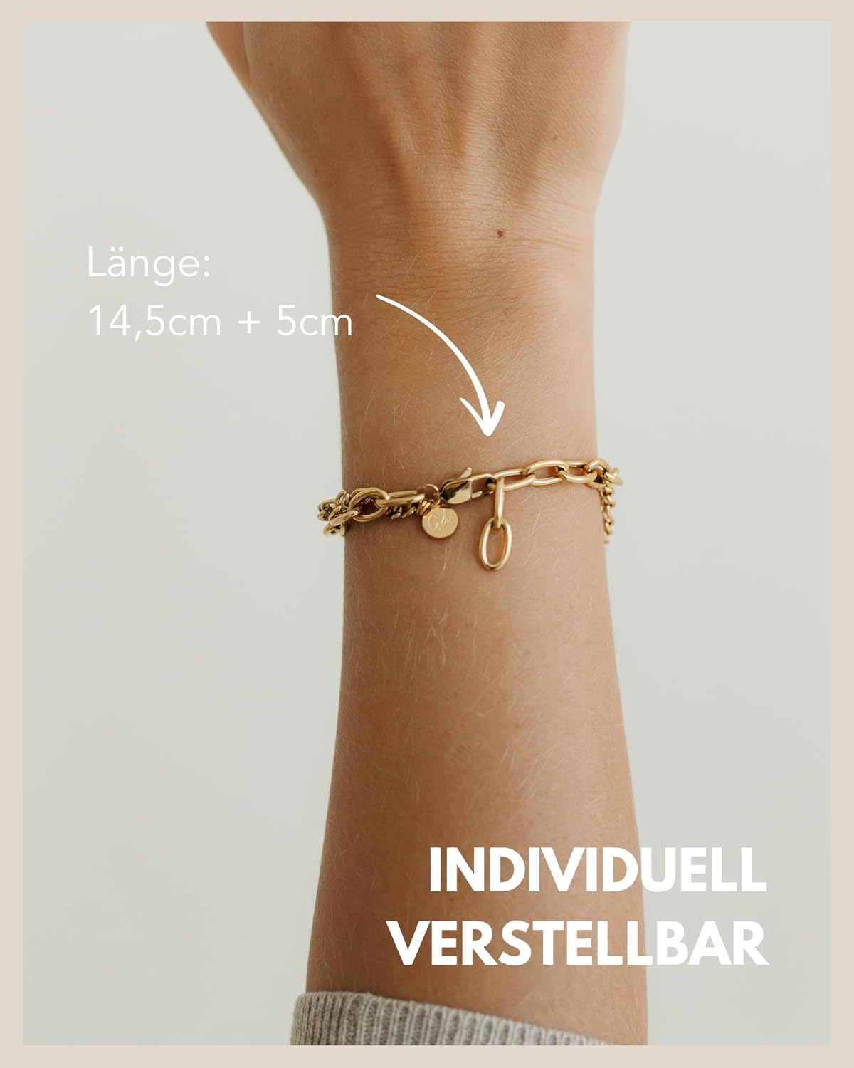 Thumbnail 4 de GD GOOD.designs Armband Herz für Damen – verstellbare Mehrreihen-Charmkette mit 18K-Goldüberzug (14,5–19,5 cm)
