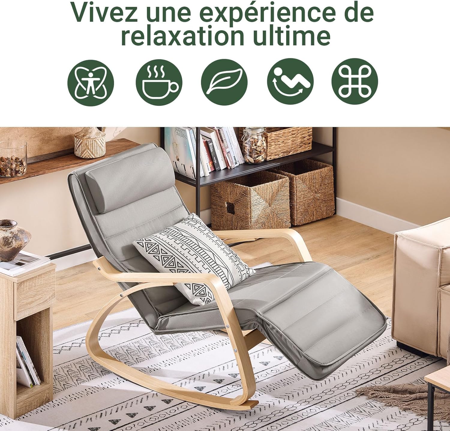 Thumbnail 4 de SoBuy FST16-DG fauteuil à bascule 120 kg