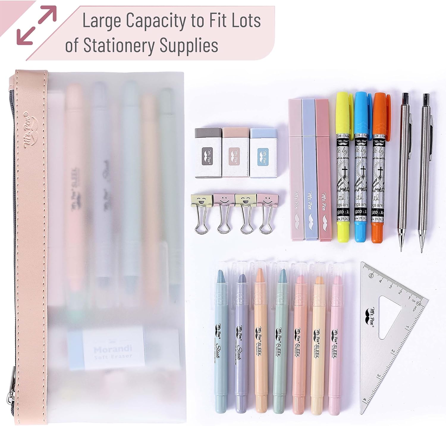 Detalle de Mr. Pen Clear Pencil Pouch, 8.50 x 4.25 in
