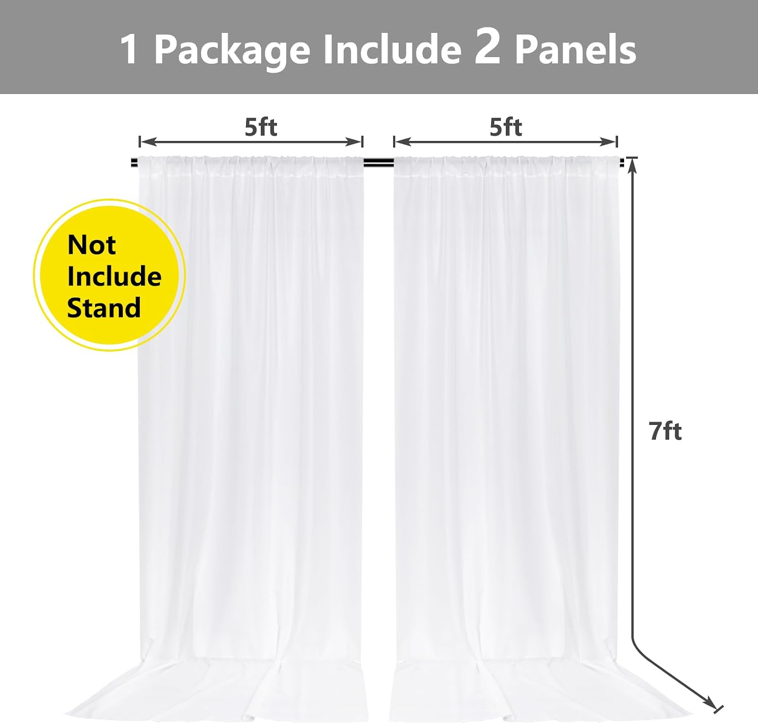 Detalle de White Backdrop Curtains, 5 ft x 7 ft