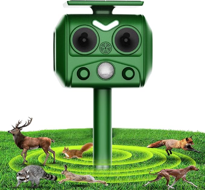 Repelente ultrasónico solar para gatos IP66, 5 modos