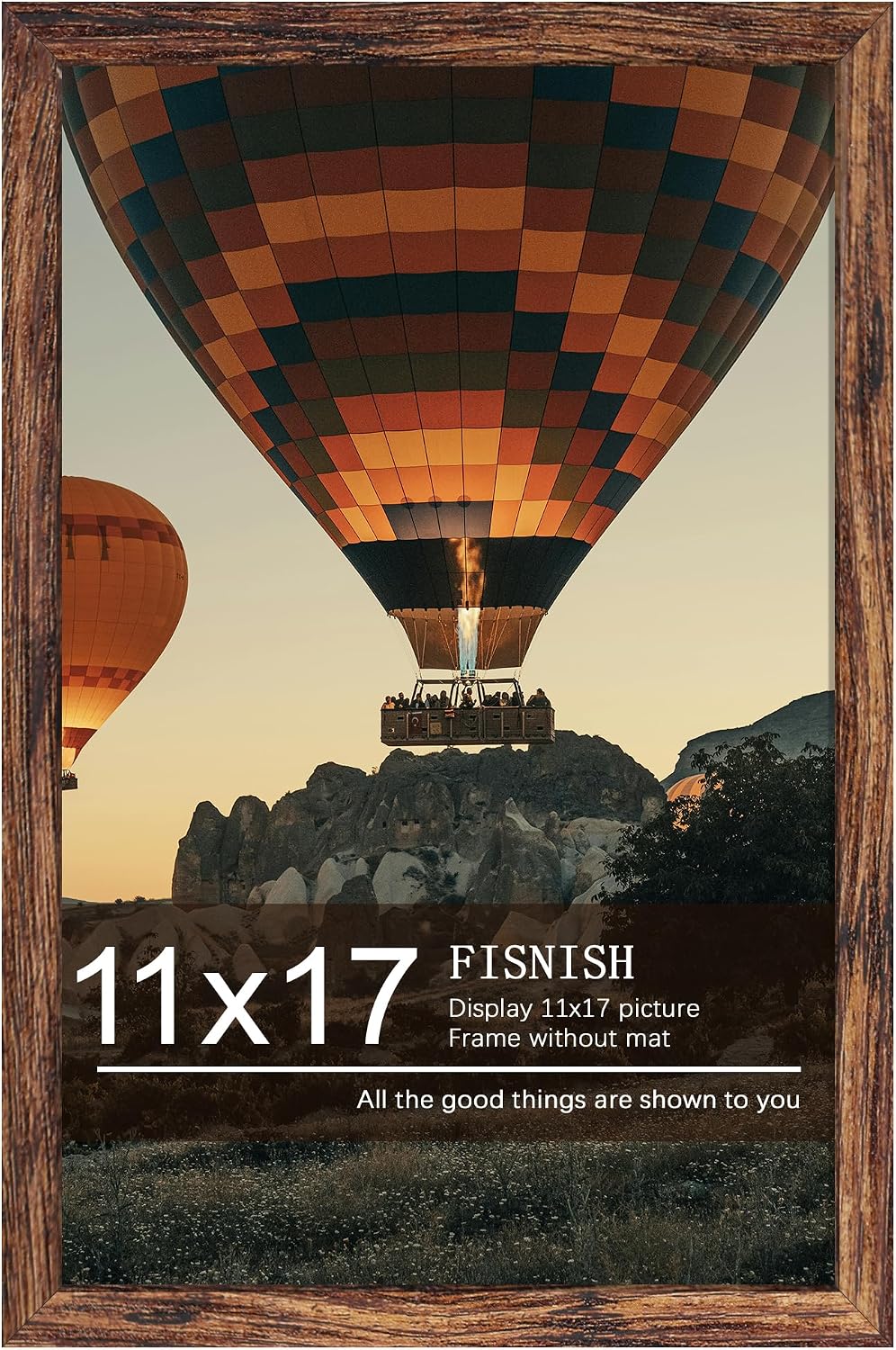Detalle de Fisnish 11x17 Brown Picture Frame, Engineered Wood, Wall Mount