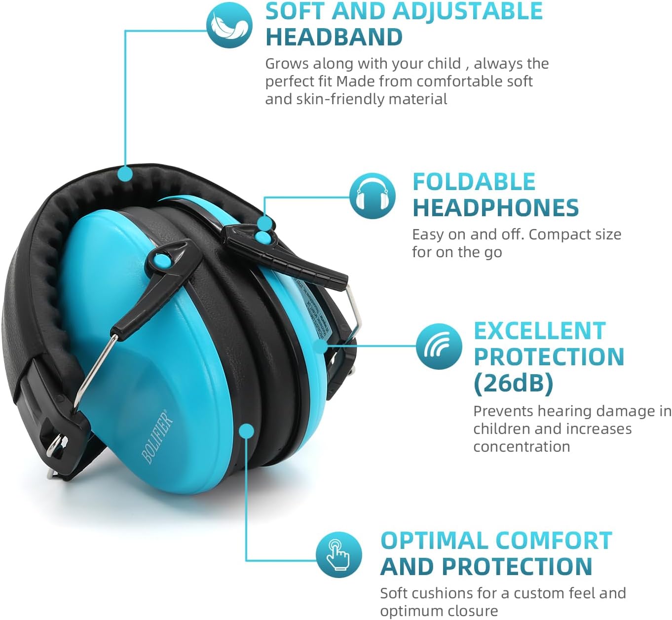 Thumbnail 5 de BOLIFIER Kids Ear Defenders 26dB SNR Ear Protectors