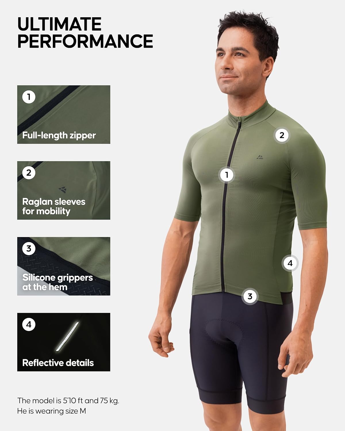 Thumbnail 1 de Danish Endurance Men’s Cycling Jersey with Full Zipper, Breathable Moisture-Wicking Fabric