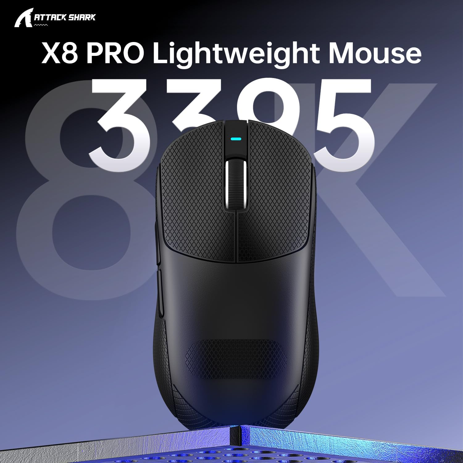 Detalle 2 de ATTACK SHARK X8PPO 8K Gaming-Maus (55 g) mit PixArt PAW3395PRO, BT/2,4 GHz & Kabel
