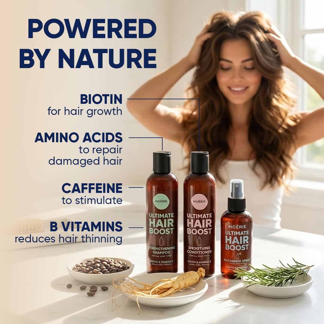 Thumbnail 5 de MOERIE Shampoo Set – gegen Haarausfall, Conditioner, Haarwachstum Serum & Haarmaske (3er-Set) – vegan, 77 Mineralien