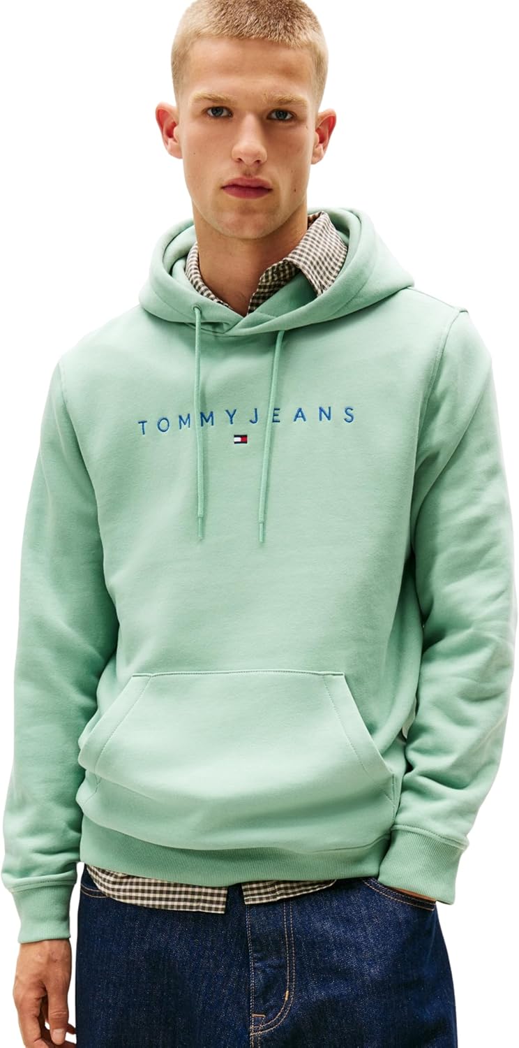 Detalle de Tommy Jeans felpa uomo con cappuccio Linear Logo