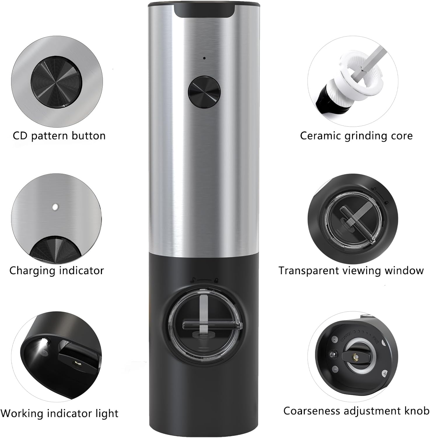 Thumbnail 2 de IraXpro Electric Salt & Pepper Grinder Set with Rechargeable Base