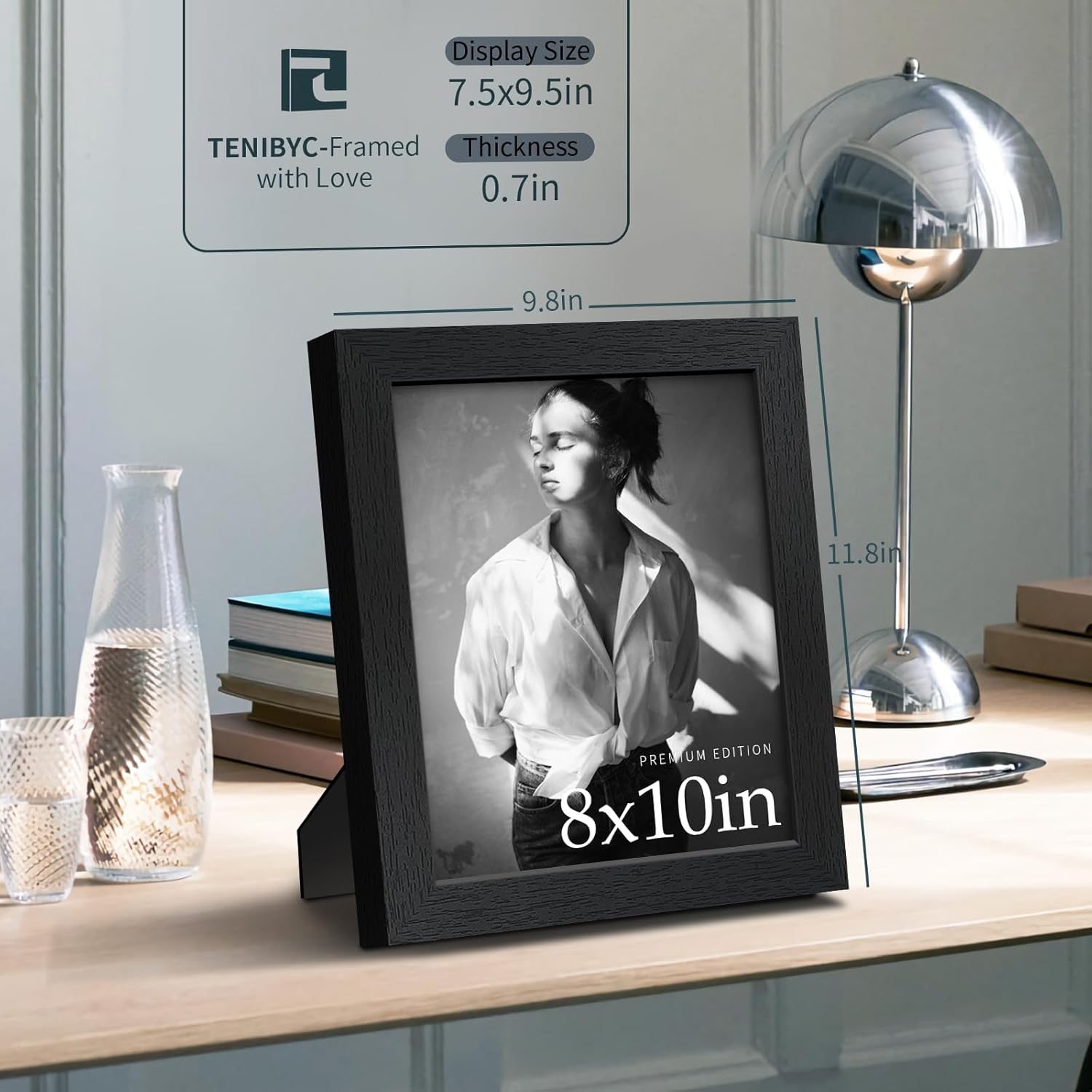 Thumbnail 1 de TENIBYC 8x10 Picture Frame Set (3 Pack) in Textured Black Solid Wood with HD Tempered Glass