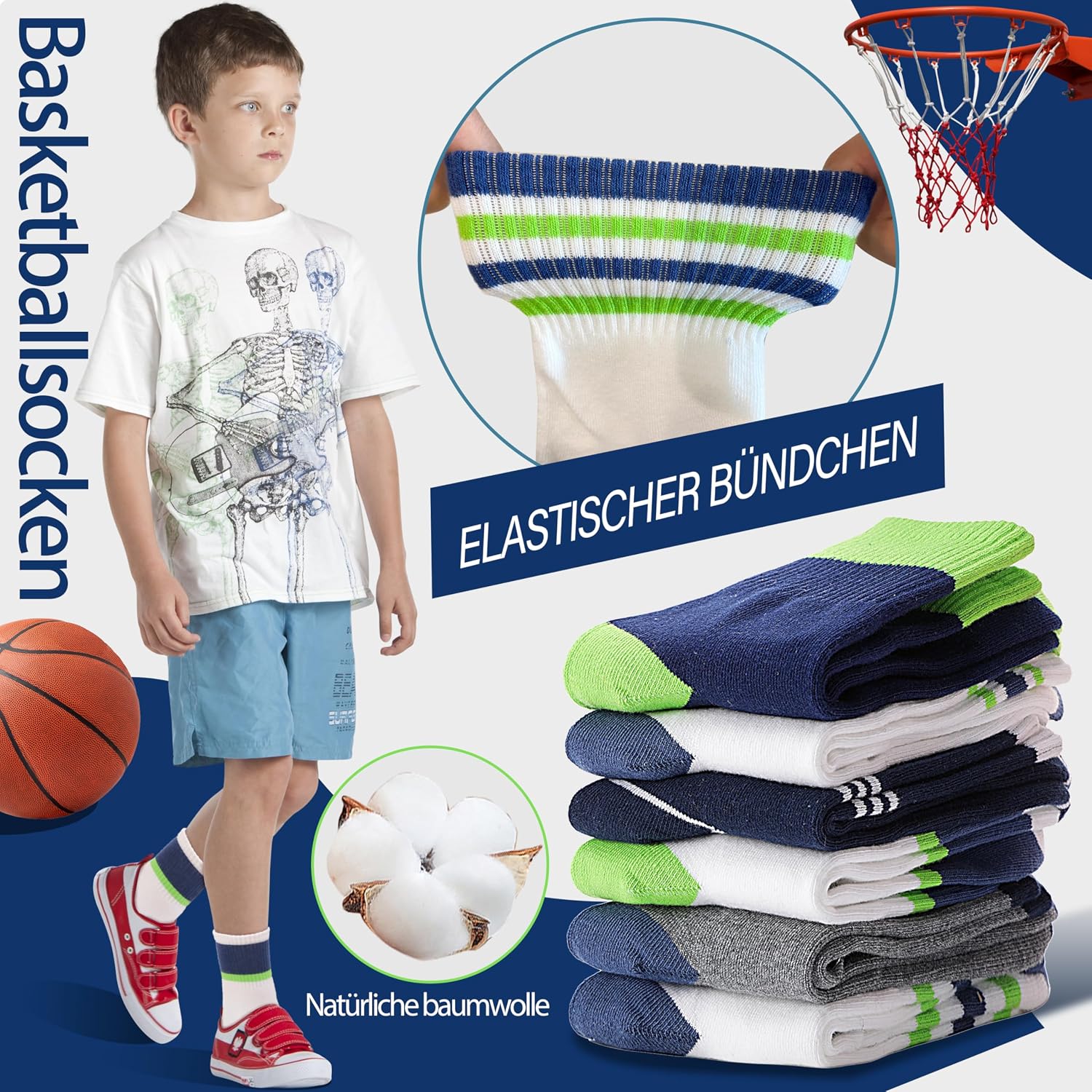 Detalle 2 de Welwoos Kinder Sportsocken Laufsocken