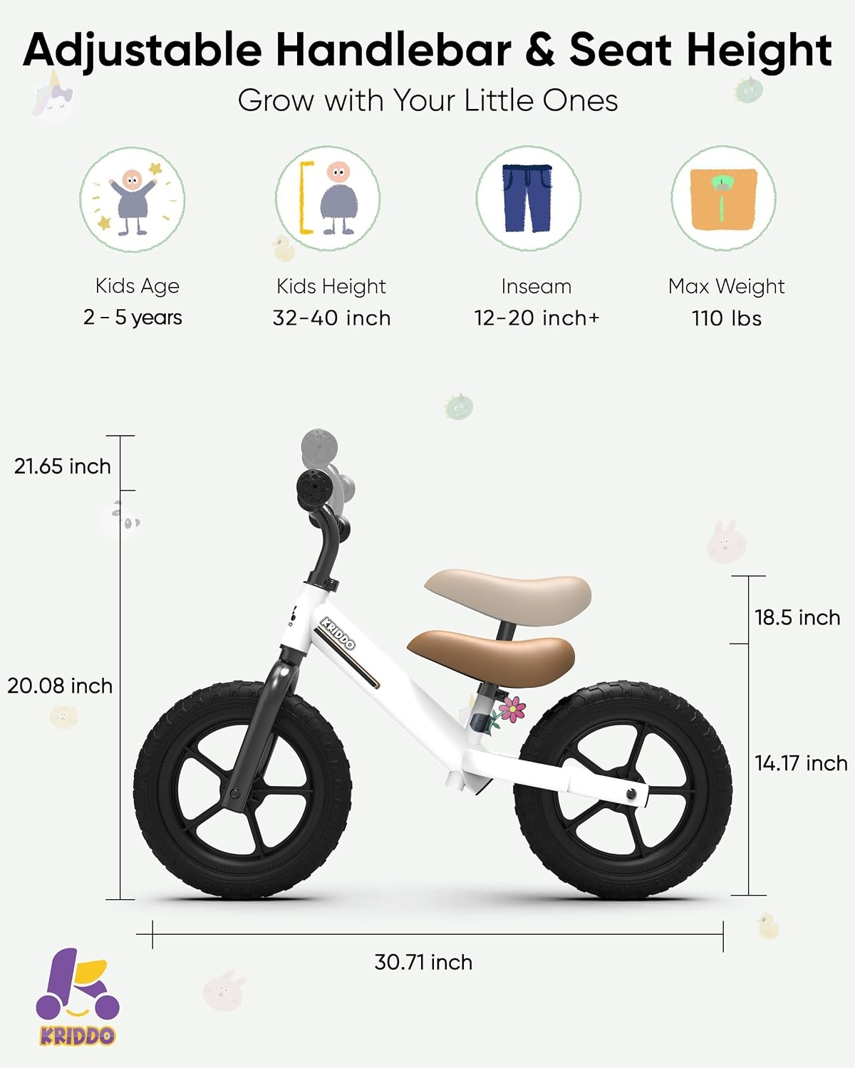 Thumbnail 6 de KRIDDO Toddler Balance Bike 12-inch