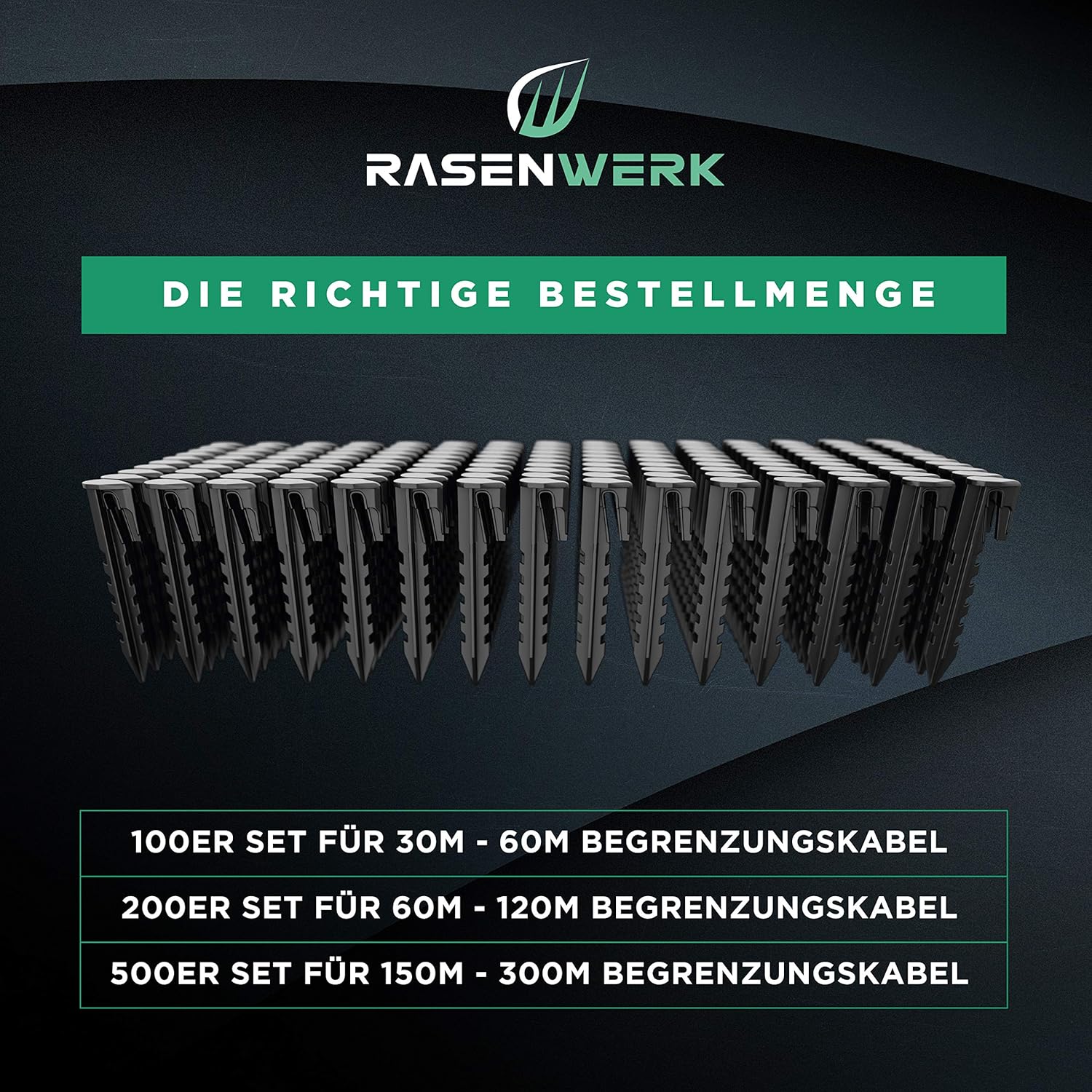 Thumbnail 6 de RASENWERK® Erdnägel für Mähroboter Begrenzungskabel (1000 Stück) – kompatibel mit Gardena, Husqvarna & Co.