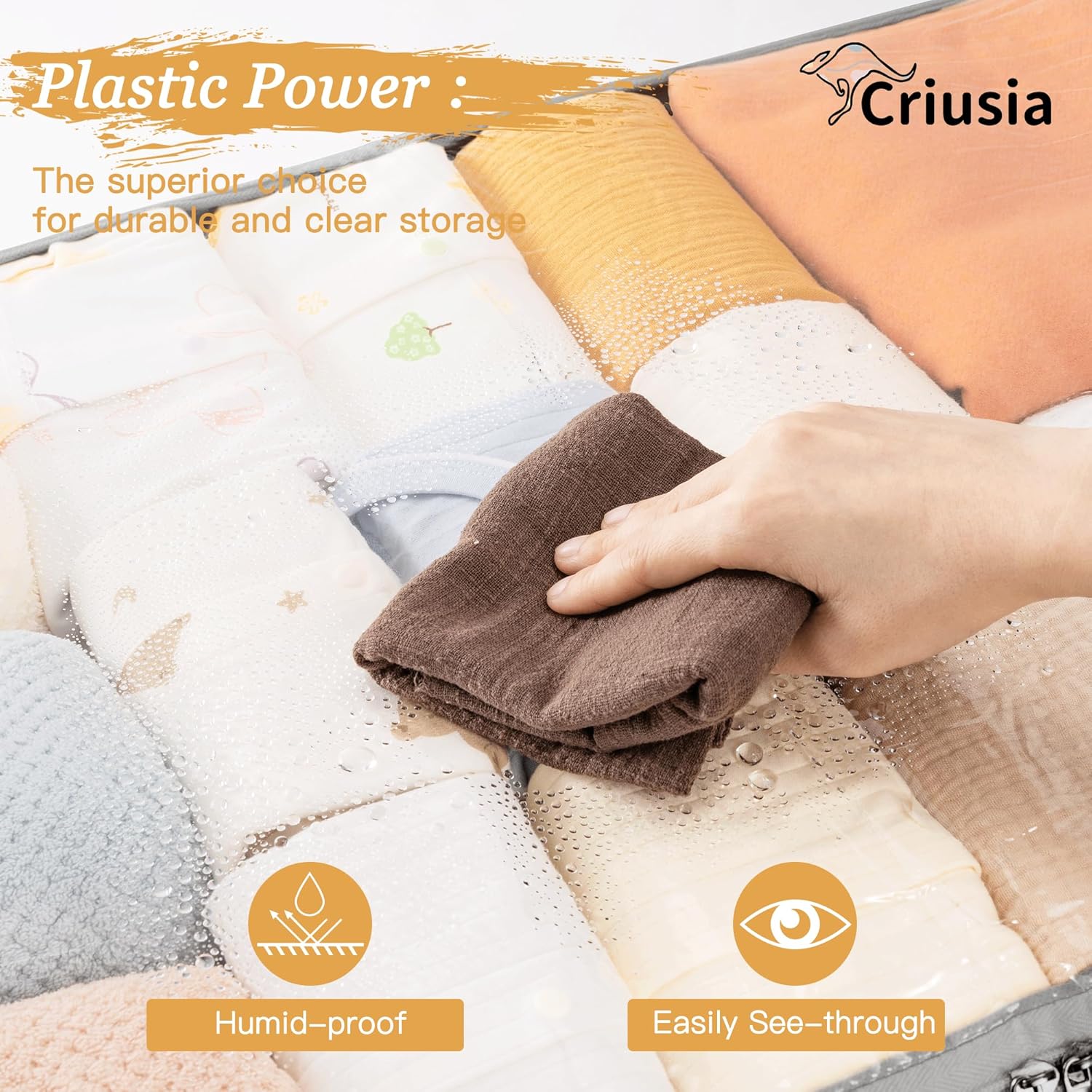 Thumbnail 4 de Criusia Under Bed Storage Bins with Clear PVC Lids (2 Pack) — Large, Waterproof & Foldable