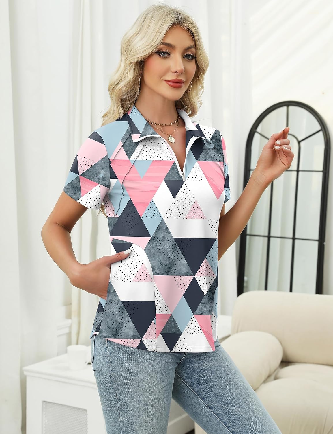 Detalle de Womens LOMON golf polo shirt 1/4 zip