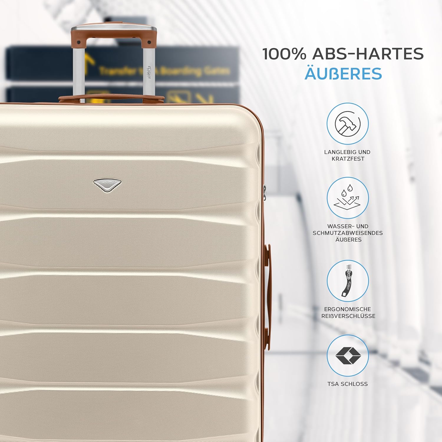 Detalle de Flight Knight ABS-Hartschalenkoffer – Kabinen- und Handgepäckoptionen, kompatibel mit über 100 Fluggesellschaften