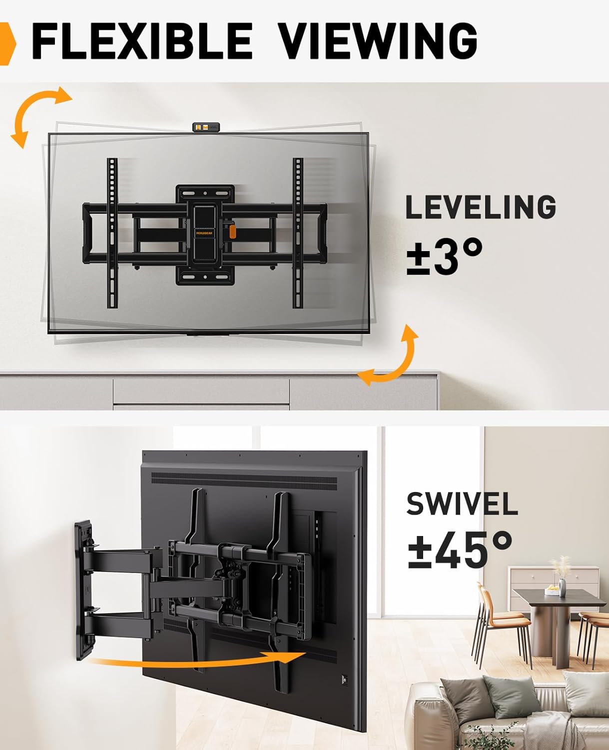 Detalle 2 de Perlegear Supporto TV inclinabile ed estensibile 42–84"