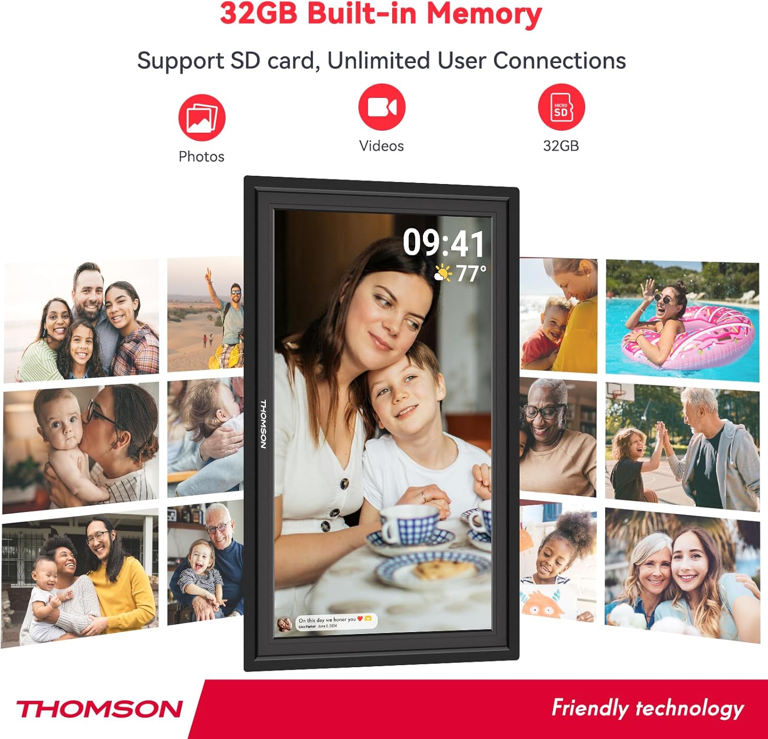 Detalle de Frameo 15.6 Inch WiFi Digital Picture Frame with 32GB Storage and IPS Display