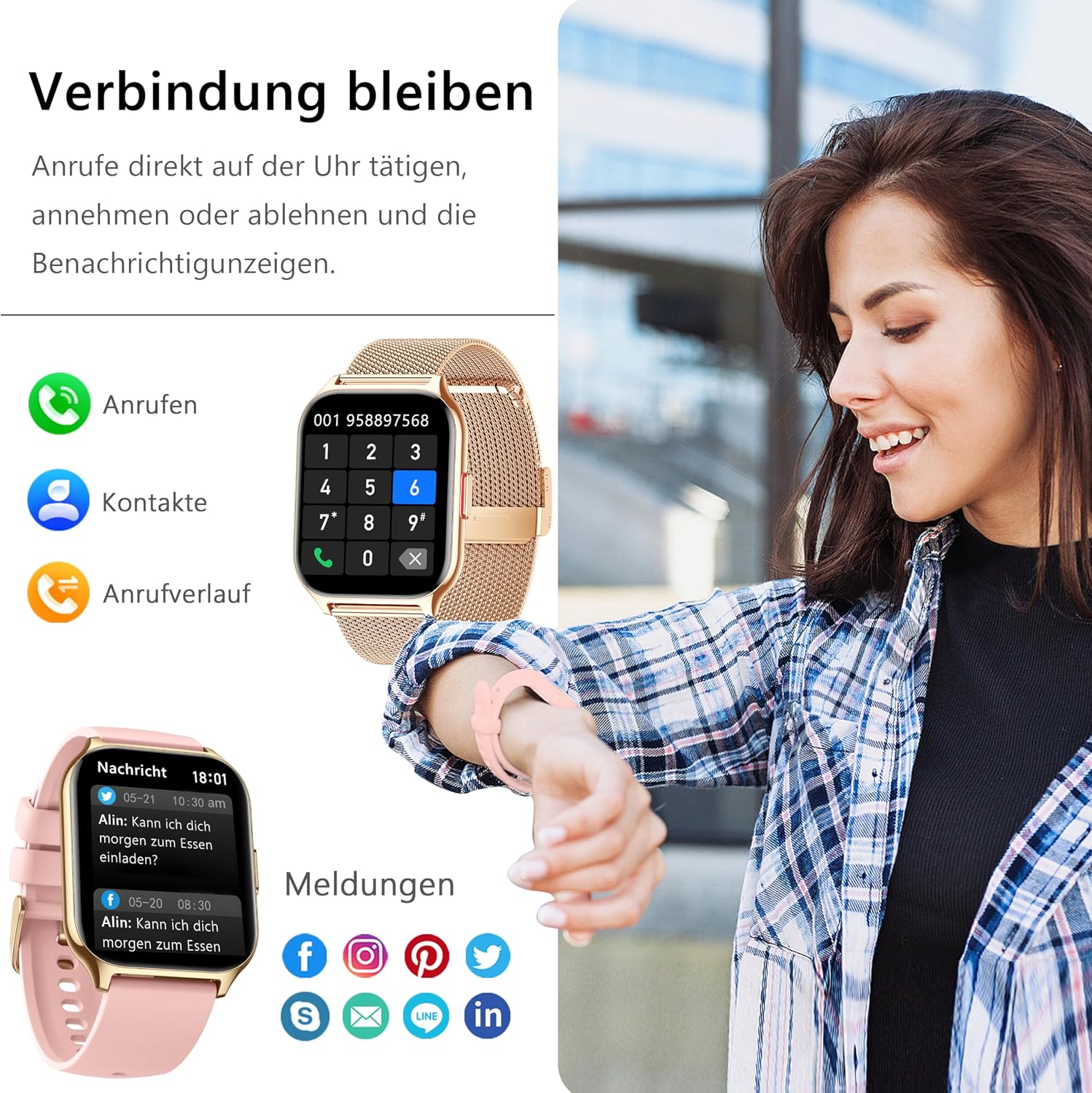 Thumbnail 1 de ZOSKVEE Smartwatch – 2-Zoll-Farbdisplay, Blutdruck, Herzfrequenz und SpO2-Tracker für Android & iOS