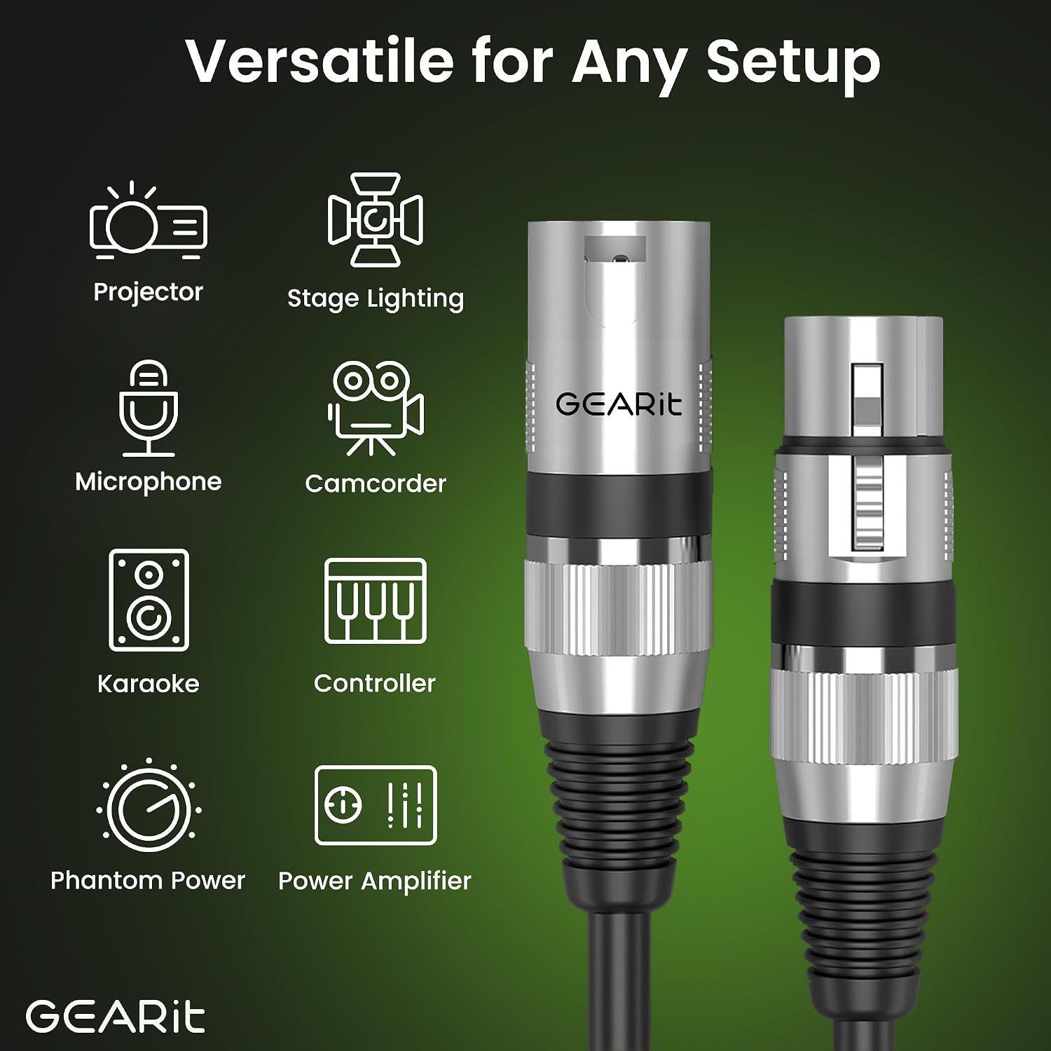 Detalle de GEARit DMX-MF-100FT-BK-2PK 100-Foot 3-Pin XLR DMX Cable, 2-Pack