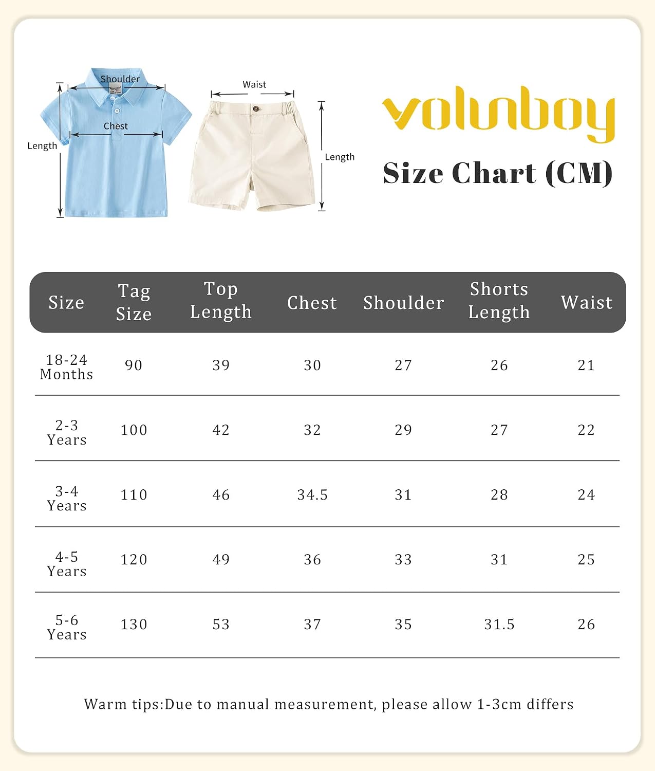 Detalle 2 de Volunboy Toddler Boys Summer Polo & Shorts Set (1–6 Years)