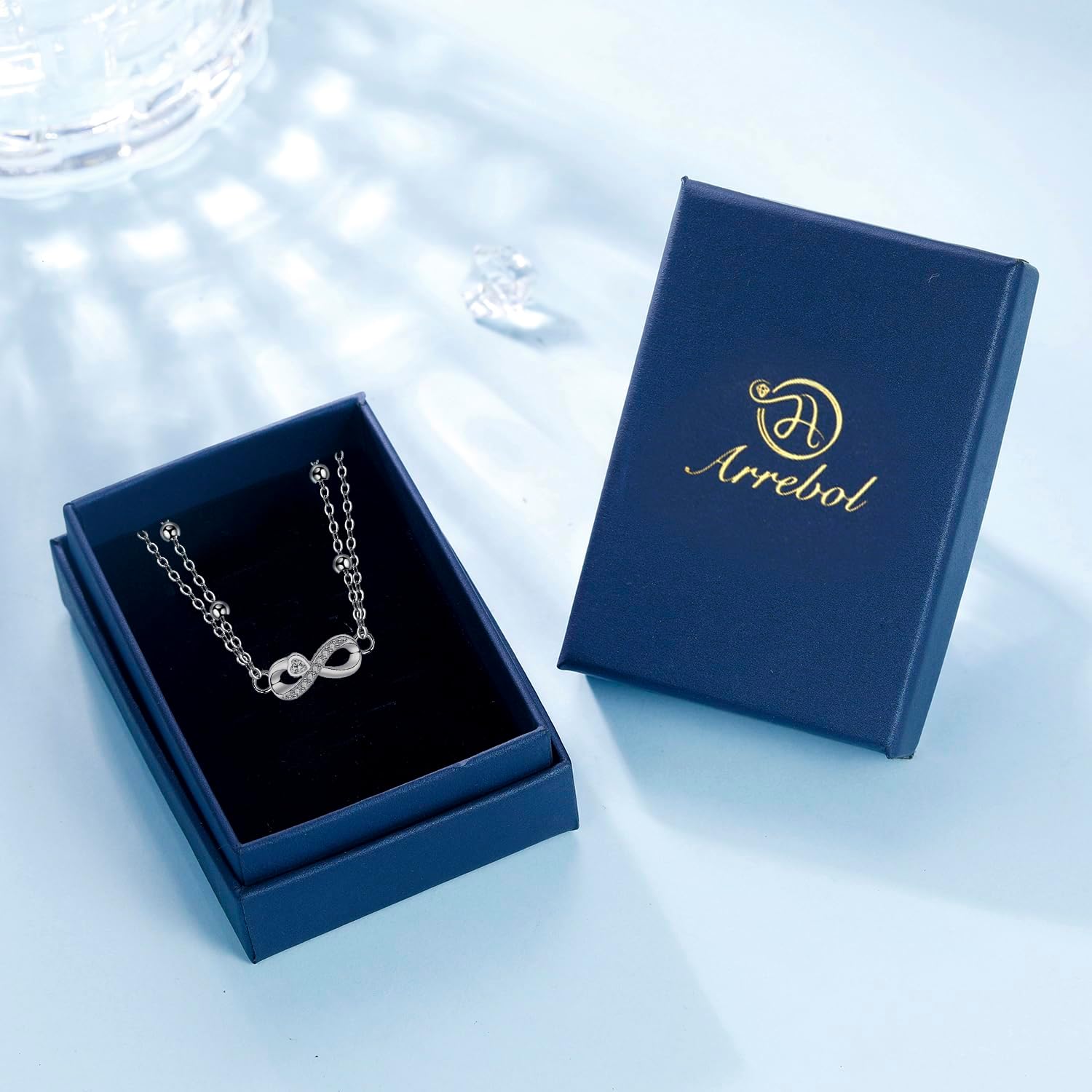 Thumbnail 5 de Arrebol Fußkettchen Damen aus Silber 925 – Doppelkette mit Kugelperlen, verstellbar (22 cm + 4 cm)