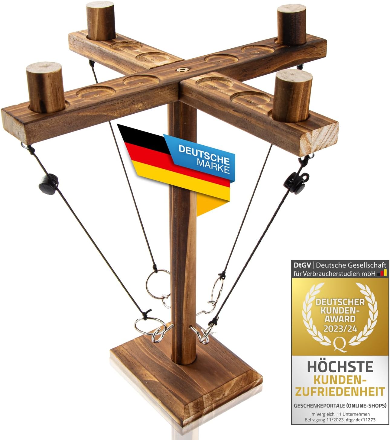 Jeu de Lancer d'Anneaux Deluxe en Bois – Ring & Hook Toss Game 2.0