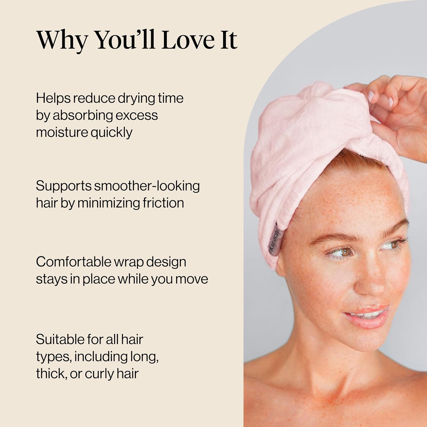 Detalle de Kitsch Microfiber Hair Towel Wrap for Women – Ultra Absorbent, Anti-Frizz & Quick-Dry