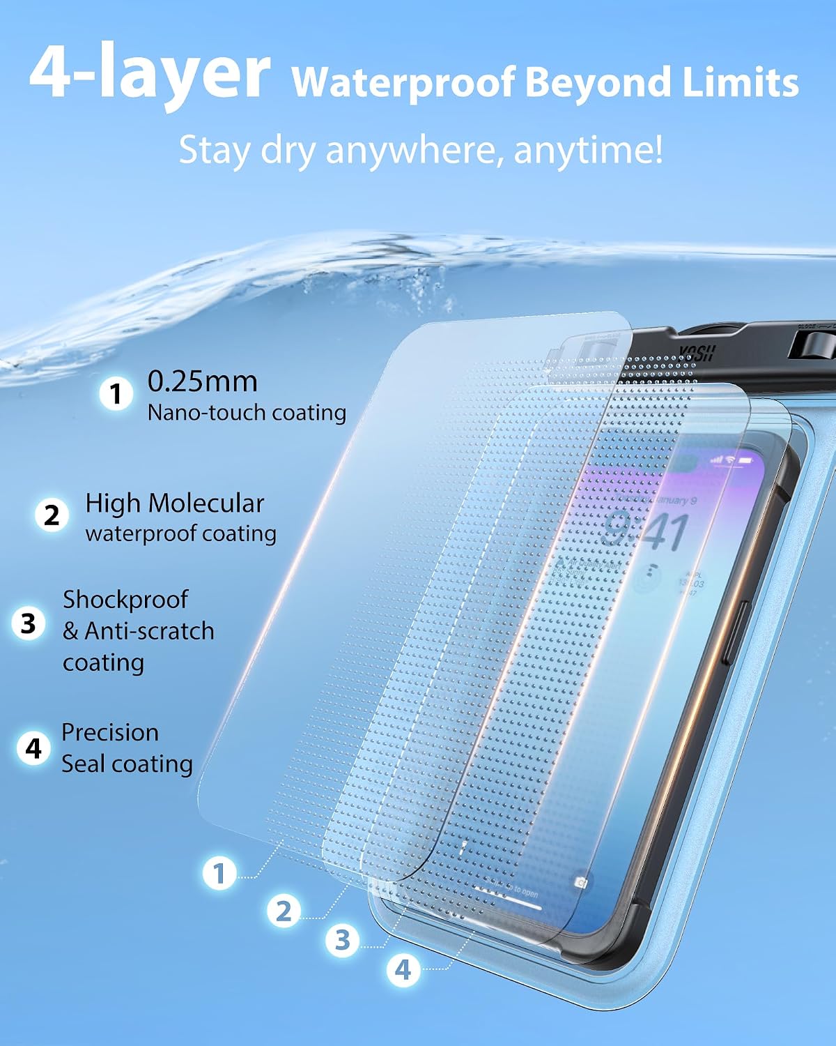 Thumbnail 3 de YOSH Waterproof Phone Pouch 8.5in 2-Pack