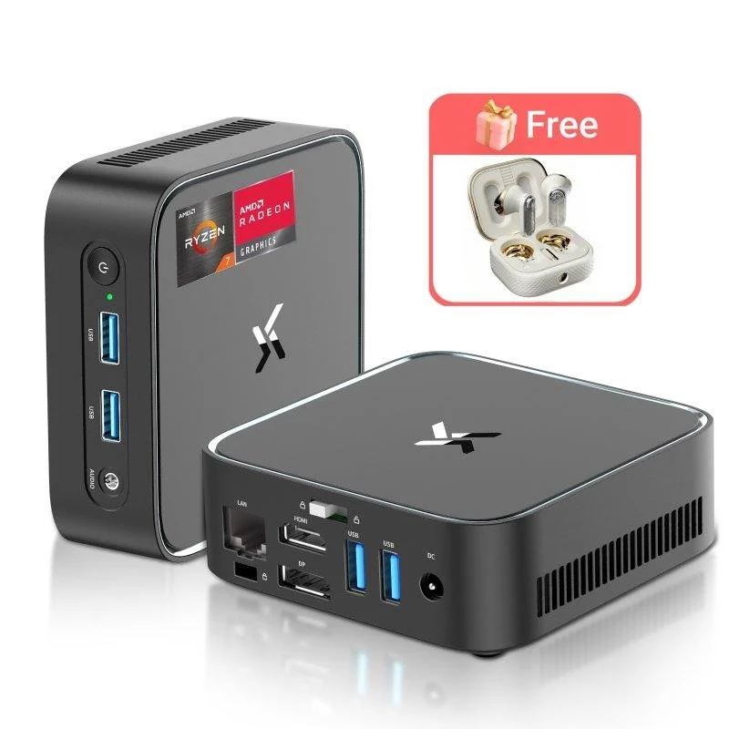 Detalle de Huidun H80: Mini PC con Ryzen 7 3700U, 16 GB/512 GB SSD y Windows 11 Pro