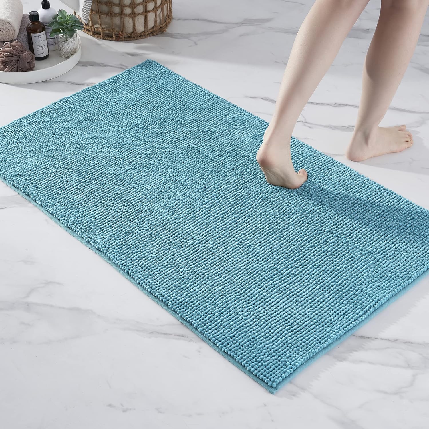 Thumbnail 1 de Decomira Badematte rutschfest – Chenille Badteppich 70x120 cm, Petrol Türkis