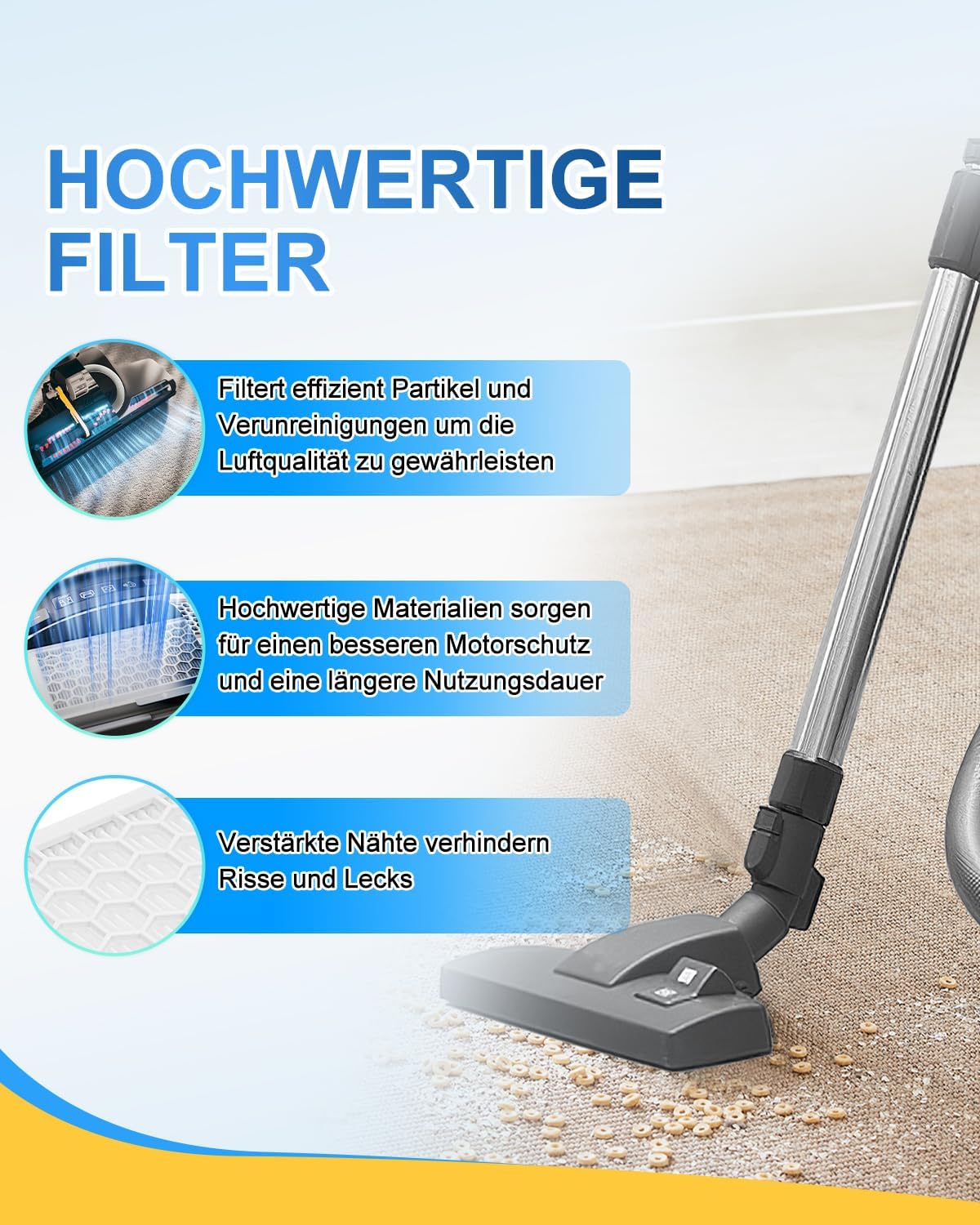 Detalle de KEEPOW 2 HEPA Airclean Plus 50 Filters für Miele Complete C3/C2, Compact C1/C2 und S-Serie