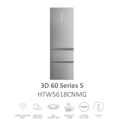 Thumbnail 1 de Haier 3D 60 Series 5 HTW5618CNMG: Frigorífico Combi con Total No Frost, My Zone y Conectividad WiFi