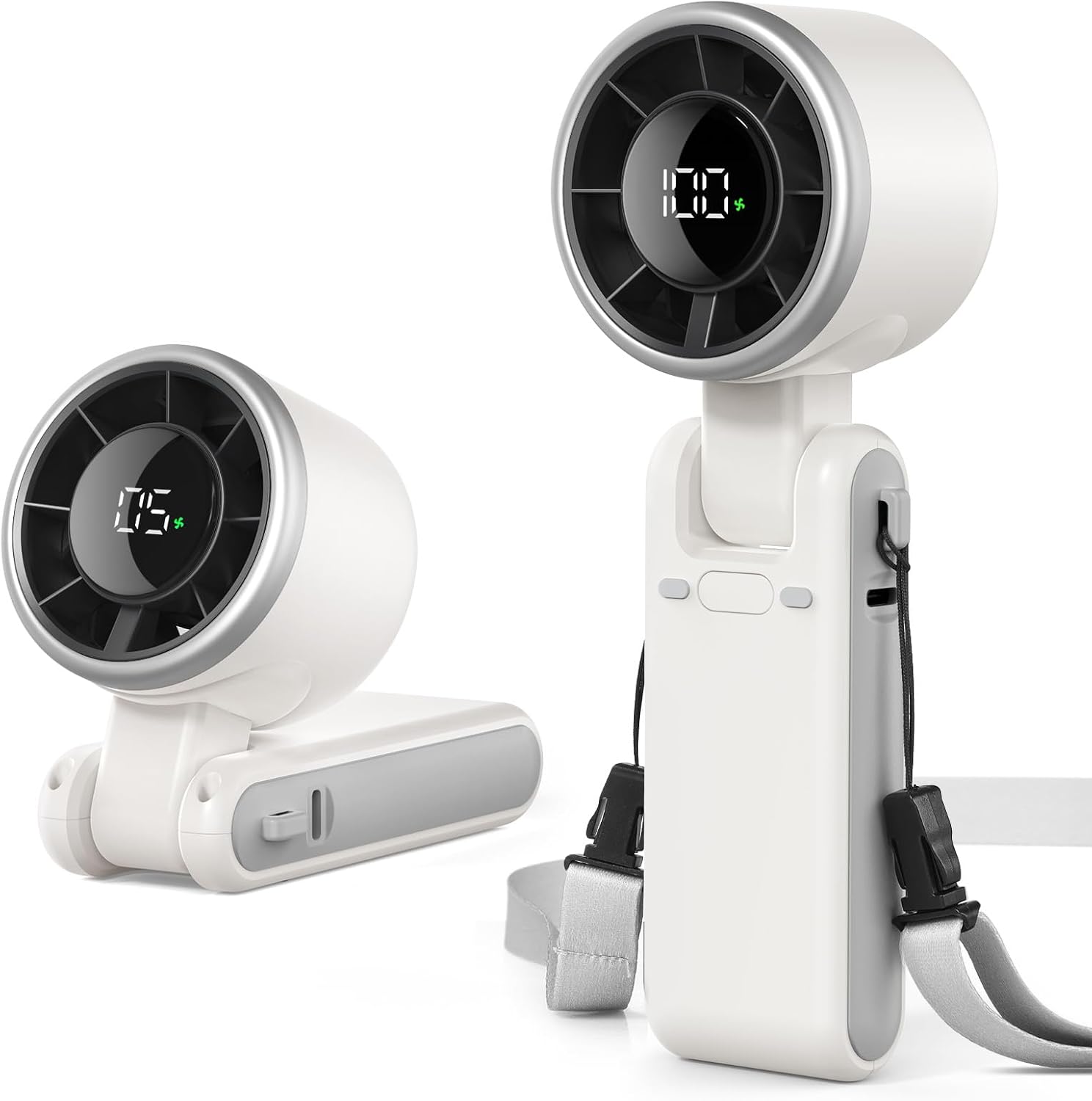 Detalle de EasyAcc Portable Handheld Turbo Fan: 5 Speeds, 4000mAh USB-C Rechargeable Mini Fan for Travel and Outdoor Use