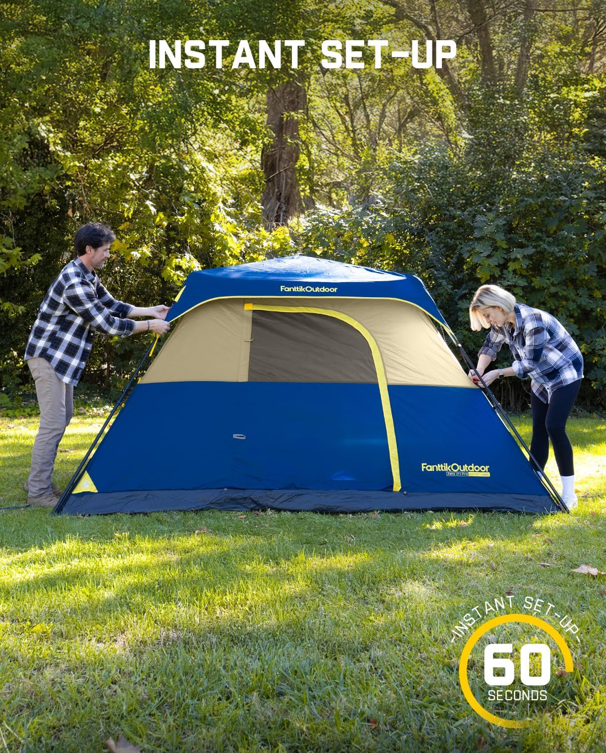 Thumbnail 1 de FanttikOutdoor Instant Cabin Camping Tent (4/6/8/10 Person) in Navy Blue — Rainfly, Windproof Setup in 60 Seconds