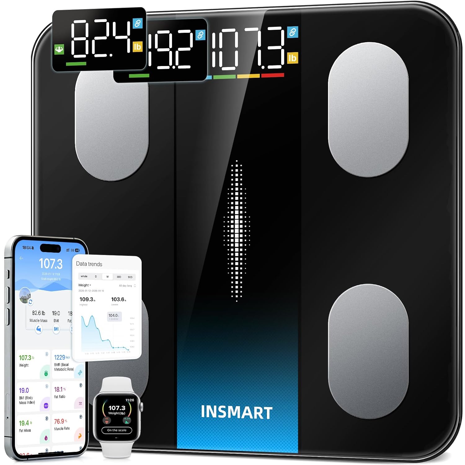 Detalle de INSMART Smart Bathroom Scale, 400 lb Capacity