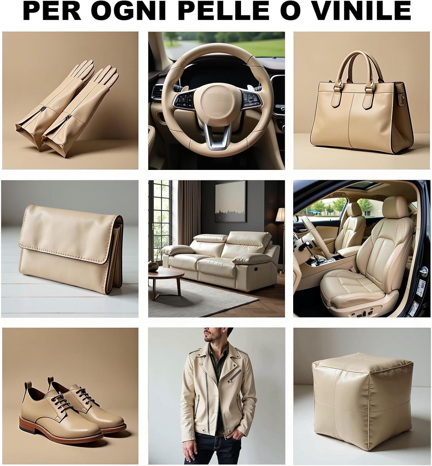 Thumbnail 1 de Kit riparazione pelle Cenozo 250 g beige: smacchiatore, stucco e tintura per sedili auto, divani e accessori