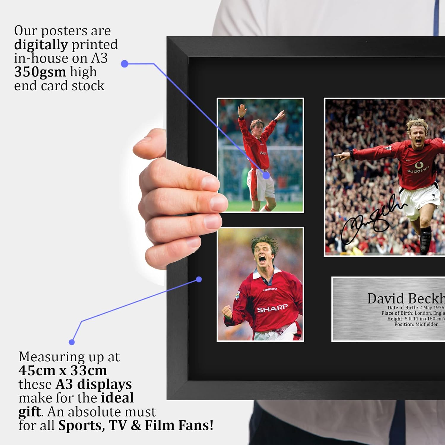 Thumbnail 2 de HWC Trading FR A3 David Beckham framed signed autograph photo (330x445mm) for football fans
