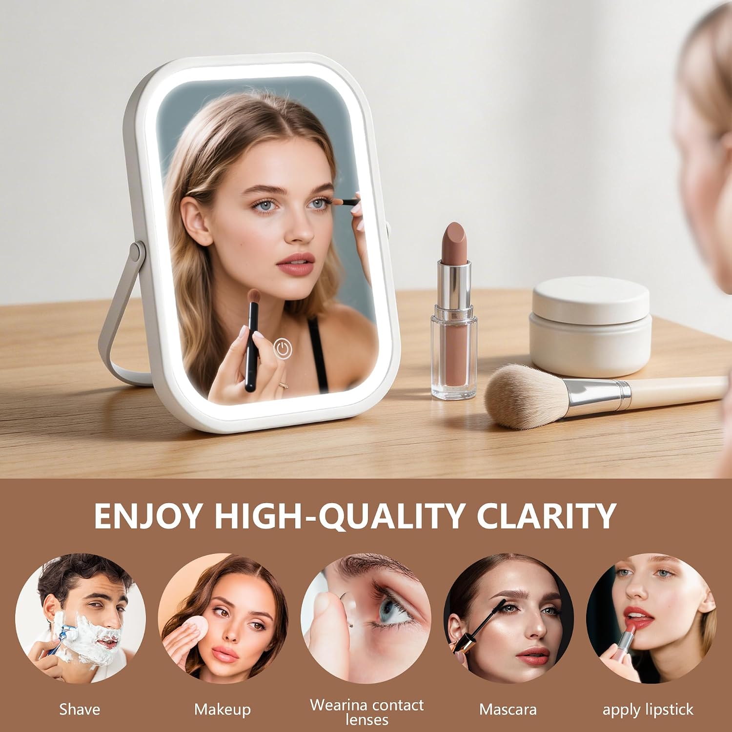 Thumbnail 5 de Ratsamee 6×8-inch Rechargeable Travel Makeup Mirror with 3 Light Modes