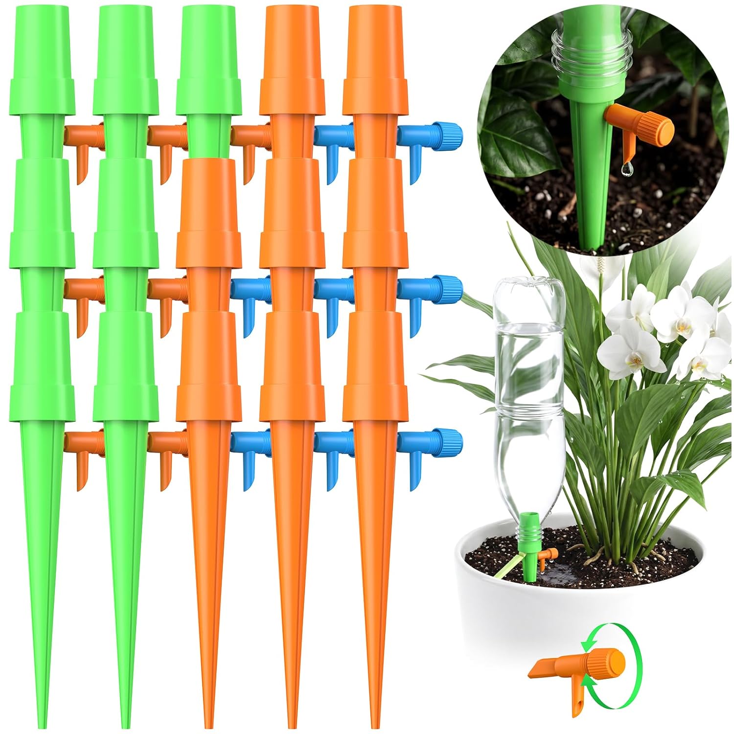 Detalle de Irrigazione automatica: set di 15 sistemi per balcone e piante d'appartamento (arancione e verde)