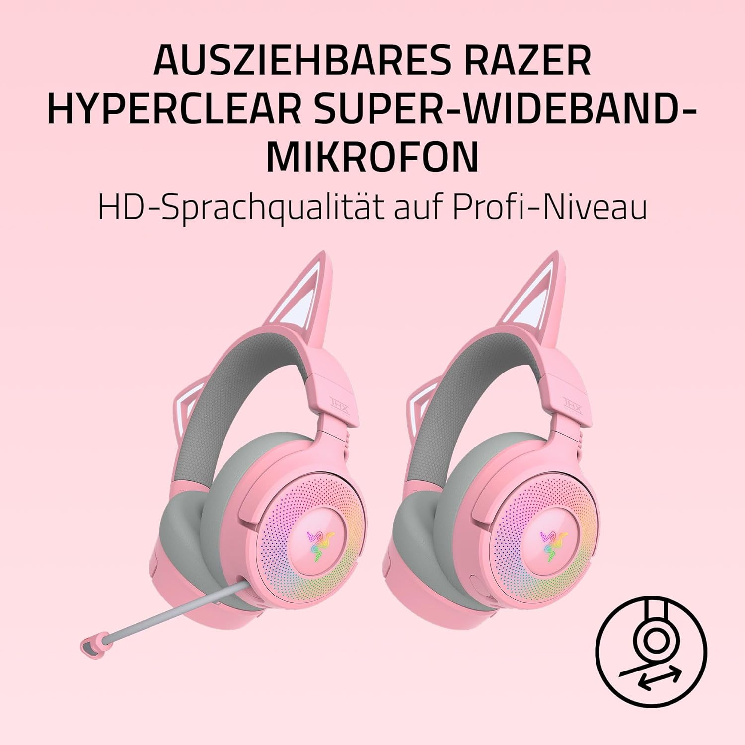 Detalle de Razer Kraken Kitty V3 Pro – Kabelloses RGB-Kitty-Headset für Gaming mit THX Spatial Audio