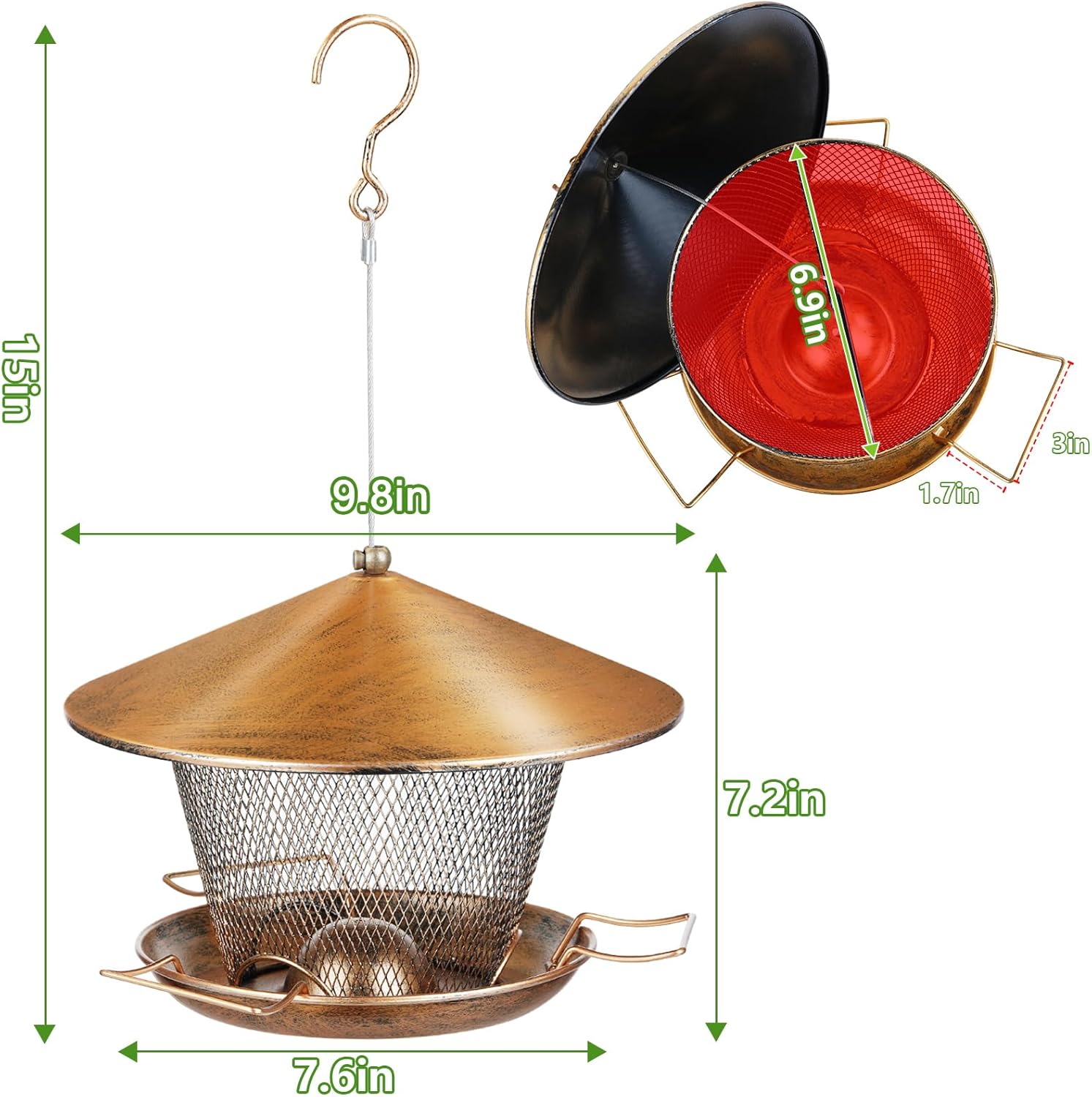 Thumbnail 1 de Samhe Metal Bird Feeder for Outdoor Hanging — Heavy-Duty, Weatherproof & Easy to Fill