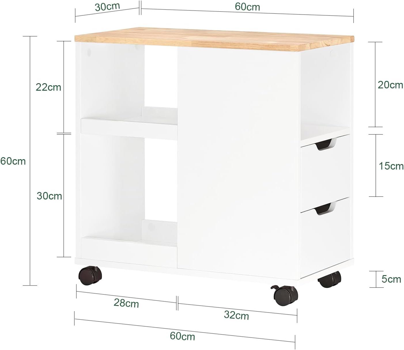 Detalle 2 de SoBuy FBT130-WN table d’appoint L60 cm