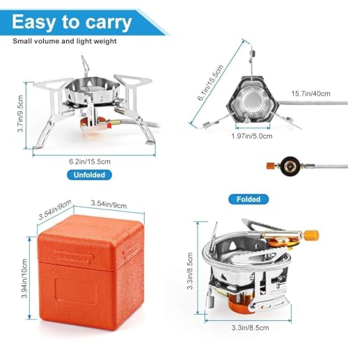 Detalle 2 de Awroutdoor Gas Campingkocher 3500W – kompakter Gaskocher mit Piezozündung und winddichtem Design